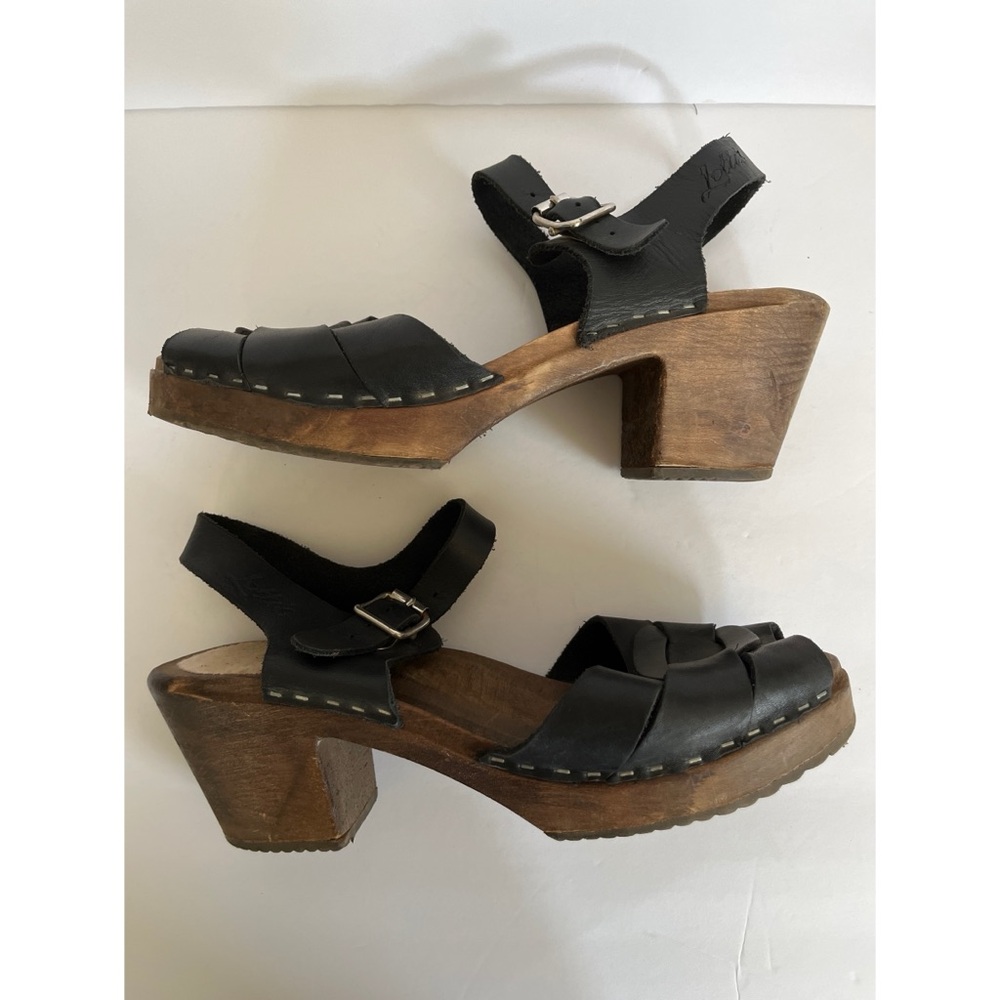 Lotta From Stockholm Black Peeptoe Platform Clogs Women’s Size 41